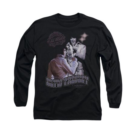 Elvis Presley Shirt Violet Vegas Long Sleeve Black Tee T-Shirt