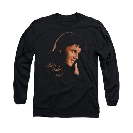 Elvis Presley Shirt Warm Portrait Long Sleeve Black Tee T-Shirt
