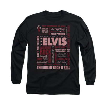 Elvis Presley Shirt Whole Lotta Type Long Sleeve Black Tee T-Shirt