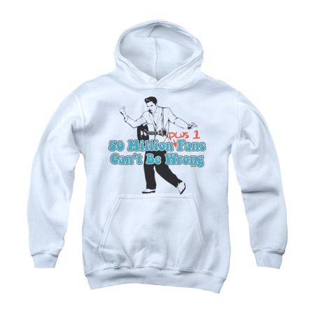 Elvis Presley Youth Hoodie 50 Million Fans Plus 1 White Kids Hoody