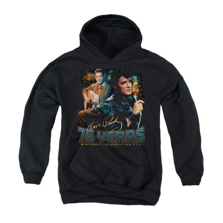 Elvis Presley Youth Hoodie 75 Year Birthday Black Kids Hoody