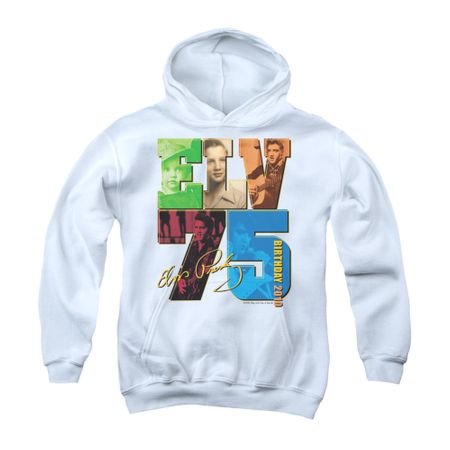 Elvis Presley Youth Hoodie 75 Year Birthday White Kids Hoody