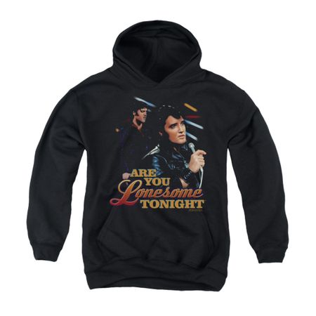 Elvis Presley Youth Hoodie Are You Lonesome Black Kids Hoody