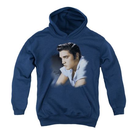 Elvis Presley Youth Hoodie Blue Profile Navy Kids Hoody