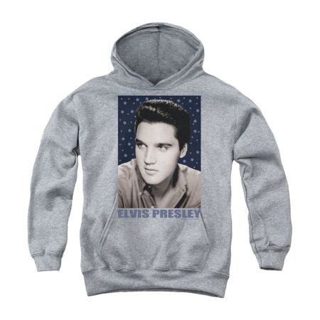 Elvis Presley Youth Hoodie Blue Sparkle Athletic Heather Kids Hoody
