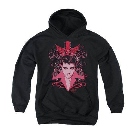 Elvis Presley Youth Hoodie Face It Pink Black Kids Hoody