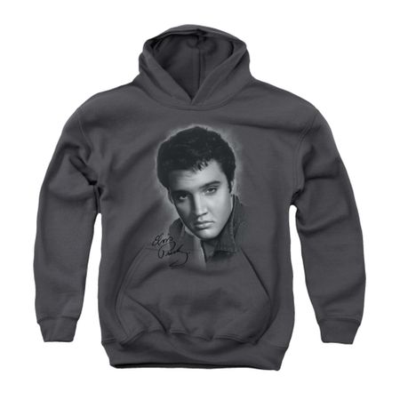 Elvis Presley Youth Hoodie Grey Portrait Charcoal Kids Hoody