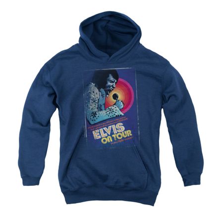 Elvis Presley Youth Hoodie On Tour Poster Navy Kids Hoody