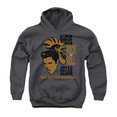 Elvis Presley Youth Hoodie Rooster Charcoal Kids Hoody