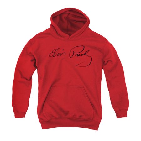 Elvis Presley Youth Hoodie Signature Sketch Red Kids Hoody