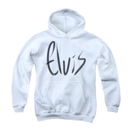 Elvis Presley Youth Hoodie Sketchy Name White Kids Hoody
