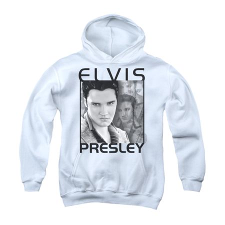 Elvis Presley Youth Hoodie Up Front White Kids Hoody