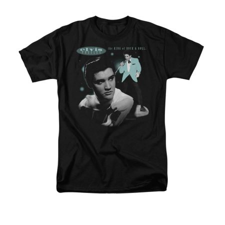 Elvis Shirt - Classic Rock King Teal Portrait Classic Rock - Black
