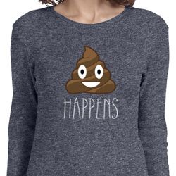 Emoji Shit Happens Ladies Long Sleeve Shirt