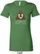 Emoji Shit Happens Ladies Longer Length Shirt
