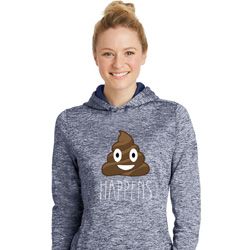 Emoji Shit Happens Ladies Moisture Wicking Hoodie
