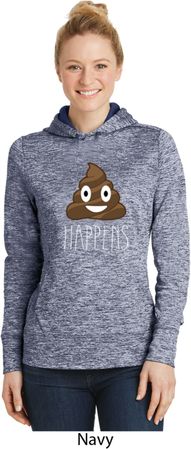 Emoji Shit Happens Ladies Moisture Wicking Hoodie