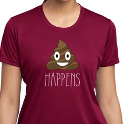 Emoji Shit Happens Ladies Moisture Wicking Shirt