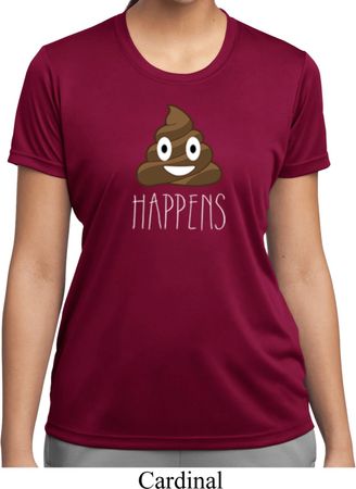 Emoji Shit Happens Ladies Moisture Wicking Shirt