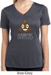 Emoji Shit Happens Ladies Moisture Wicking V-neck Shirt