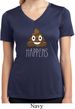 Emoji Shit Happens Ladies Moisture Wicking V-neck Shirt