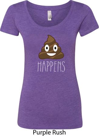 Emoji Shit Happens Ladies Scoop Neck Shirt