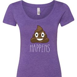 Emoji Shit Happens Ladies Scoop Neck Shirt