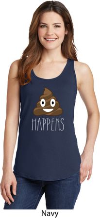 Emoji Shit Happens Ladies Tank Top