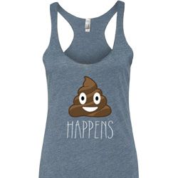 Emoji Shit Happens Ladies Tri Blend Racerback Tank Top