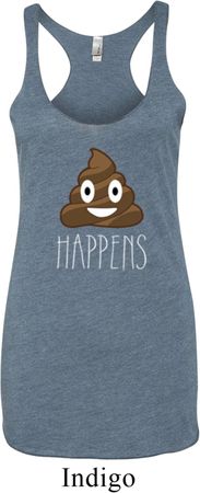 Emoji Shit Happens Ladies Tri Blend Racerback Tank Top