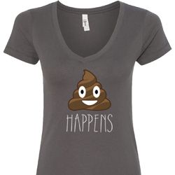 Emoji Shit Happens Ladies V-Neck Shirt