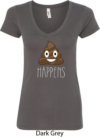 Emoji Shit Happens Ladies V-Neck Shirt