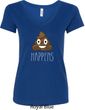 Emoji Shit Happens Ladies V-Neck Shirt