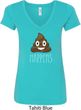 Emoji Shit Happens Ladies V-Neck Shirt