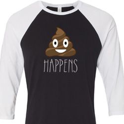 Emoji Shit Happens Mens Raglan Shirt