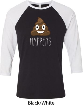 Emoji Shit Happens Mens Raglan Shirt