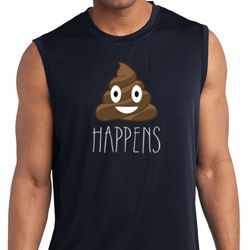 Emoji Shit Happens Mens Sleeveless Moisture Wicking Shirt