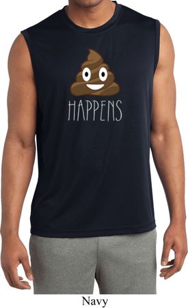 Emoji Shit Happens Mens Sleeveless Moisture Wicking Shirt