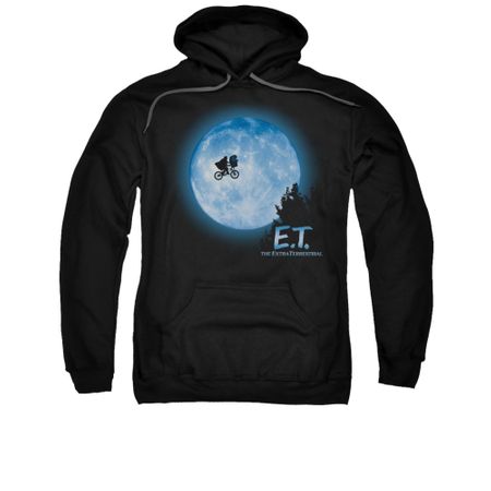 ET Shirts - Extra Terrestrial Hoodie Sweatshirt Moon Scene Black Adult Hoody Sweat Shirt