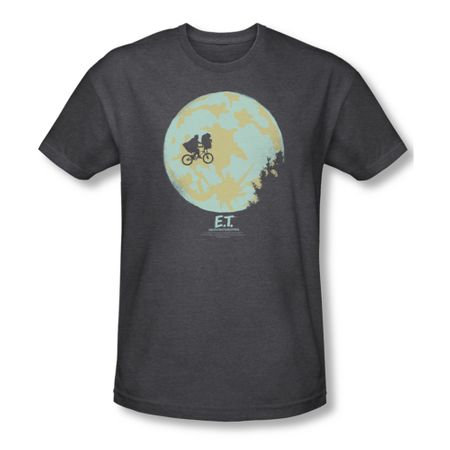 ET Shirts - Extra Terrestrial Shirt In The Moon Adult Heather Charcoal Tee T-Shirt
