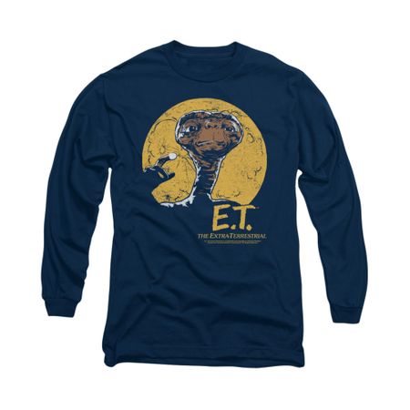 ET Shirts - Extra Terrestrial Shirt Moon Frame Long Sleeve Navy Tee T-Shirt
