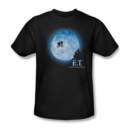 ET Shirts - Extra Terrestrial Shirt Moon Scene Adult Black Tee T-Shirt