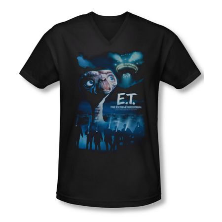 ET Shirts - Extra Terrestrial Shirt Slim Fit V Neck Going Home Black Tee T-Shirt