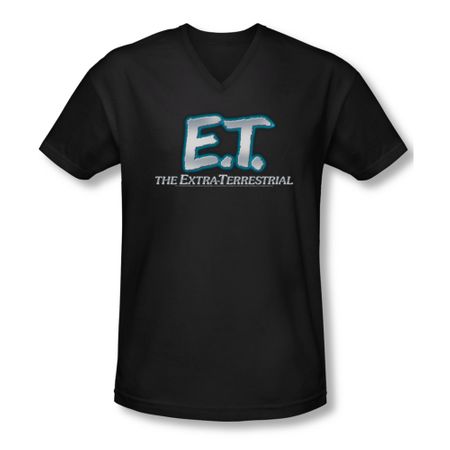 ET Shirts - Extra Terrestrial Shirt Slim Fit V Neck Logo Black Tee T-Shirt