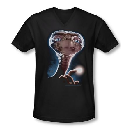 ET Shirts - Extra Terrestrial Shirt Slim Fit V Neck Portrait Black Tee T-Shirt