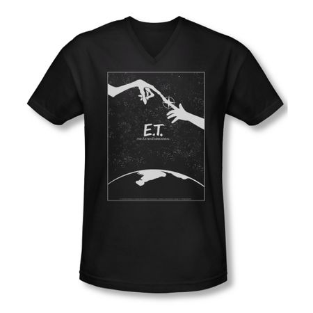 ET Shirts - Extra Terrestrial Shirt Slim Fit V Neck Simple Poster Black Tee T-Shirt