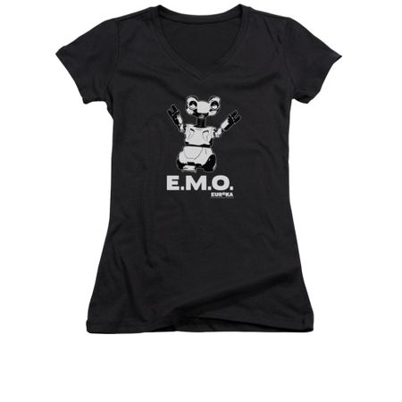 Eureka Shirt Juniors V Neck E.M.O. Black T-Shirt