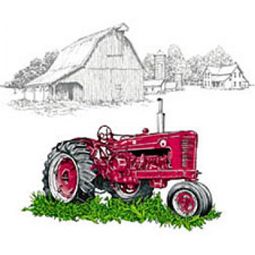 Farm Truck T-shirt - Red Truck on Farm Adult Tee Shirt