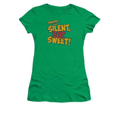 Farts Candy Shirt Juniors Silent But Sweet Kelly Green T-Shirt