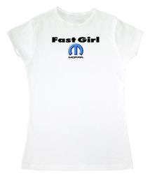 Fast Girl MOPAR Ladies Fitted White T-shirt Tee Shirt